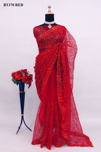 D.NO. BT370 BY BT BUTTERFLY NET SAREE MANUFATURER IN INDIA